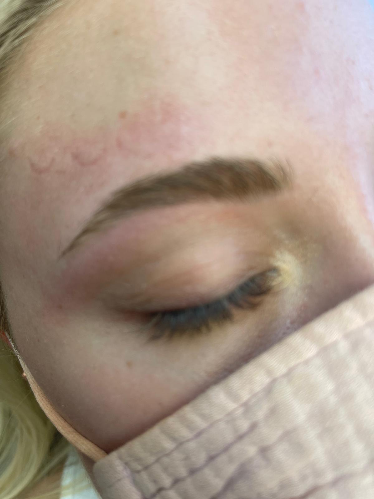 Light blonde brow tinted for extra depth and definition